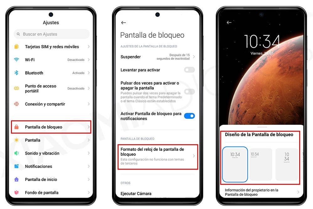 Cómo cambiar el diseño del reloj de la pantalla de bloqueo de tu Xiaomi. Noticias Xiaomi A